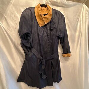 EUC Vintage Fiorenza Genuine Italian Leather jacket Size 42 (US Size 6) Navy